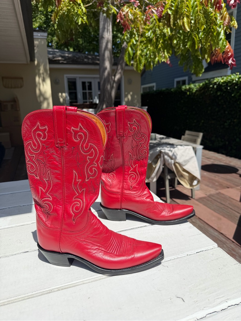 Vintage Lucchese Red Leather Western Boots Women’s 7.5